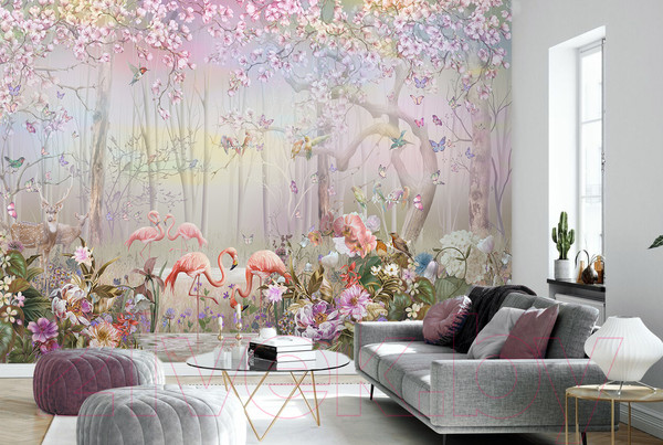 Изображение товара Фотообои листовые Vimala Фламинго в лесу (270x400)