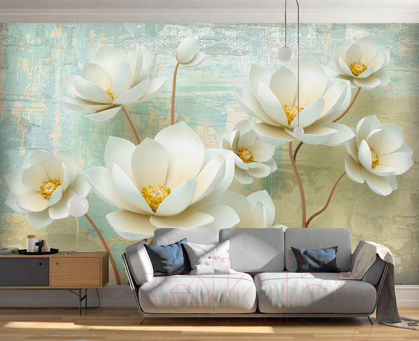 Изображение товара Фотообои листовые Vimala 3D Цветы на штукатурку (270x400)