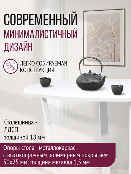 Изображение товара Обеденный стол Millwood Лофт Орлеан Л18 D110 (белый/металл белый)