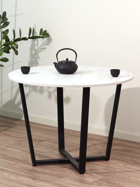 Изображение товара Обеденный стол Millwood Лофт Орлеан Л18 D100 (дуб белый Craft/металл черный)