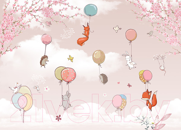 Изображение товара Фотообои листовые Vimala Животные на шарах (270x400)