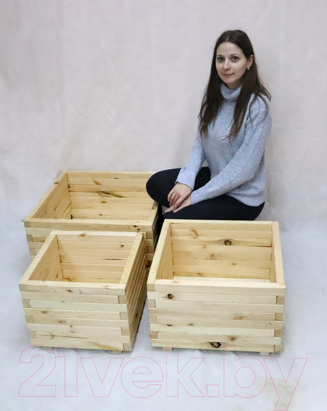 Изображение товара Грядка модульная КомфортПром Натуральная H35x45x45см