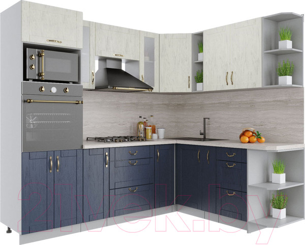 Изображение товара Кухонный гарнитур Интерлиния Мила Крафт 1.88x2.4 правая (дуб королевский/дуб снежный)