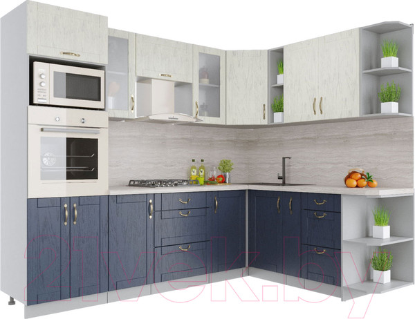 Изображение товара Кухонный гарнитур Интерлиния Мила Крафт 1.88x2.6 правая (дуб королевский/дуб снежный)