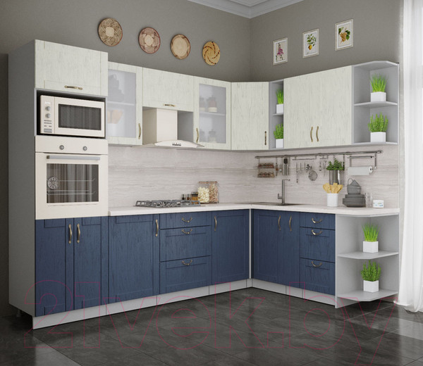 Изображение товара Кухонный гарнитур Интерлиния Мила Крафт 1.88x2.8 правая (дуб королевский/дуб снежный)