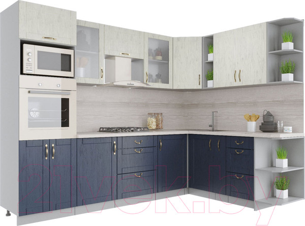 Изображение товара Кухонный гарнитур Интерлиния Мила Крафт 1.88x2.8 правая (дуб королевский/дуб снежный)