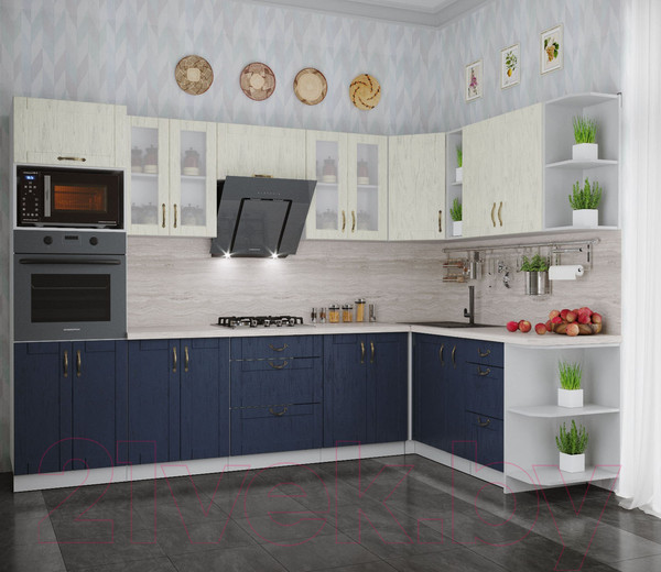 Изображение товара Кухонный гарнитур Интерлиния Мила Крафт 1.88x3.0 правая (дуб королевский/дуб снежный)