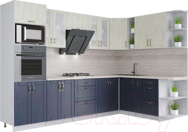 Изображение товара Кухонный гарнитур Интерлиния Мила Крафт 1.88x3.0 правая (дуб королевский/дуб снежный)