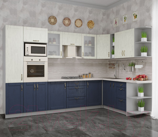 Изображение товара Кухонный гарнитур Интерлиния Мила Крафт 1.88x3.2 правая (дуб королевский/дуб снежный)