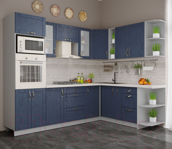 Изображение товара Кухонный гарнитур Интерлиния Мила Крафт 1.88x2.6 правая (дуб королевский)