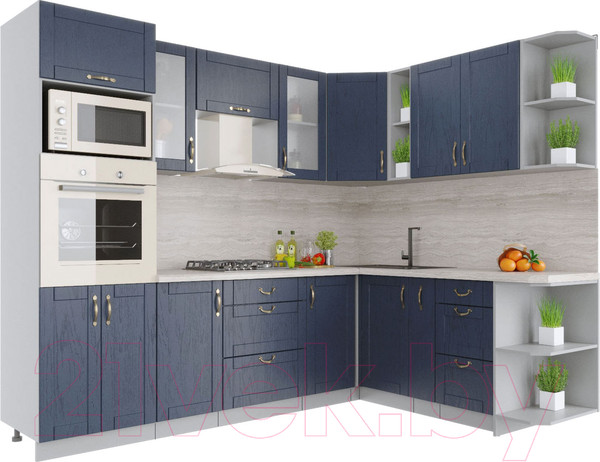 Изображение товара Кухонный гарнитур Интерлиния Мила Крафт 1.88x2.6 правая (дуб королевский)