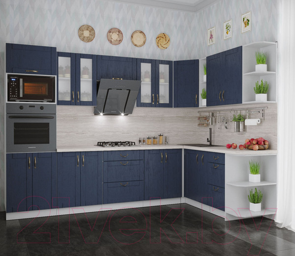 Изображение товара Кухонный гарнитур Интерлиния Мила Крафт 1.88x3.0 правая (дуб королевский)