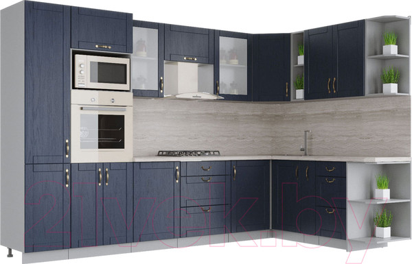 Изображение товара Кухонный гарнитур Интерлиния Мила Крафт 1.88x3.2 правая (дуб королевский)