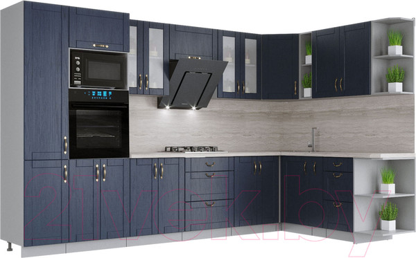 Изображение товара Кухонный гарнитур Интерлиния Мила Крафт 1.88x3.4 правая (дуб королевский)