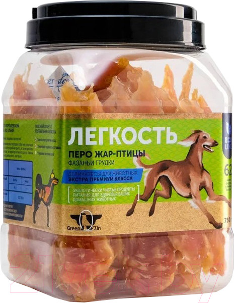 Изображение товара Лакомство для собак Green QZin Легкость перо жар-птицы, куриные грудки (750г)