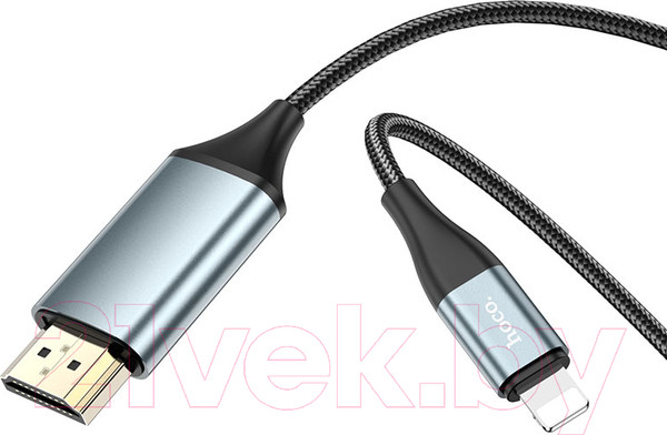 Изображение товара Кабель Hoco UA15 Lightning - HDMI (2м, металлик)
