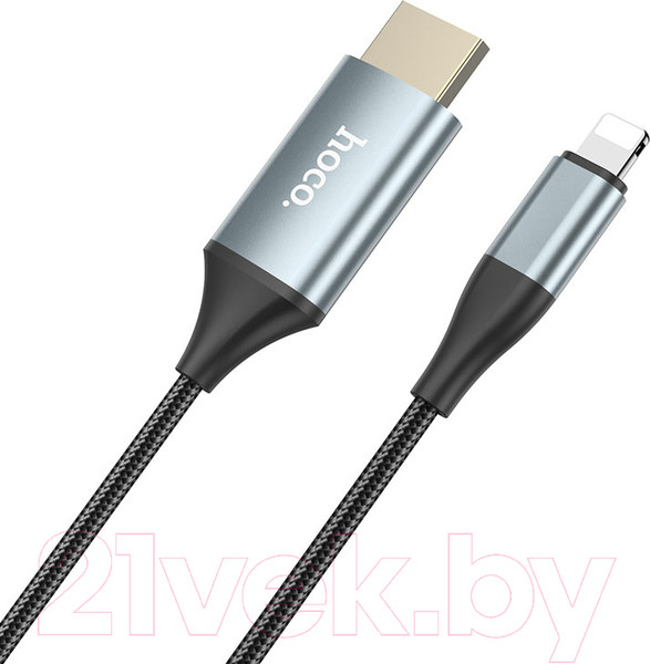 Изображение товара Кабель Hoco UA15 Lightning - HDMI (2м, металлик)