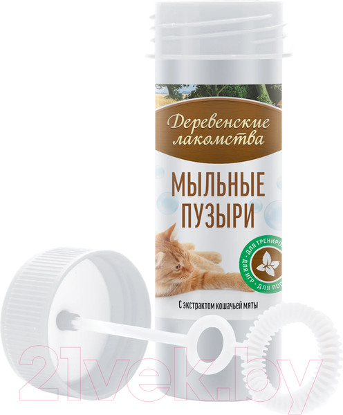 Изображение товара Игрушка для кошек Деревенские лакомства Мыльные пузыри с экстрактом кошачьей мяты