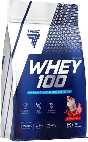 Протеин Trec Nutrition Whey 100 (900 грамм, клубника)