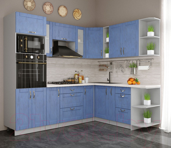 Изображение товара Кухонный гарнитур Интерлиния Мила Крафт 1.88x2.4 правая (дуб лазурный)