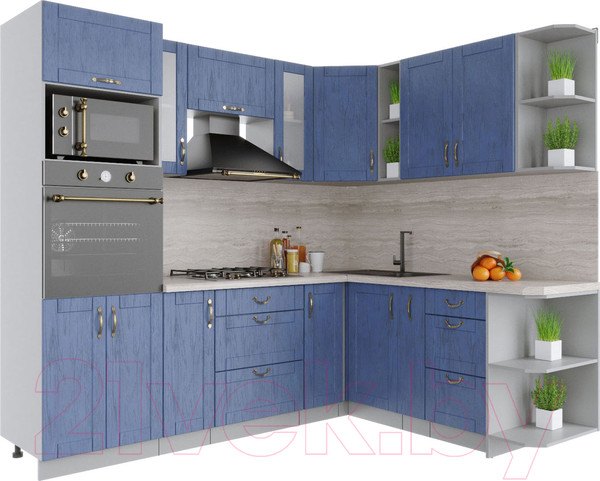 Изображение товара Кухонный гарнитур Интерлиния Мила Крафт 1.88x2.4 правая (дуб лазурный)