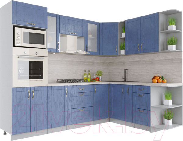 Изображение товара Кухонный гарнитур Интерлиния Мила Крафт 1.88x2.6 правая (дуб лазурный)