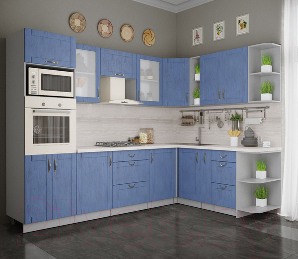 Изображение товара Кухонный гарнитур Интерлиния Мила Крафт 1.88x2.8 правая (дуб лазурный)