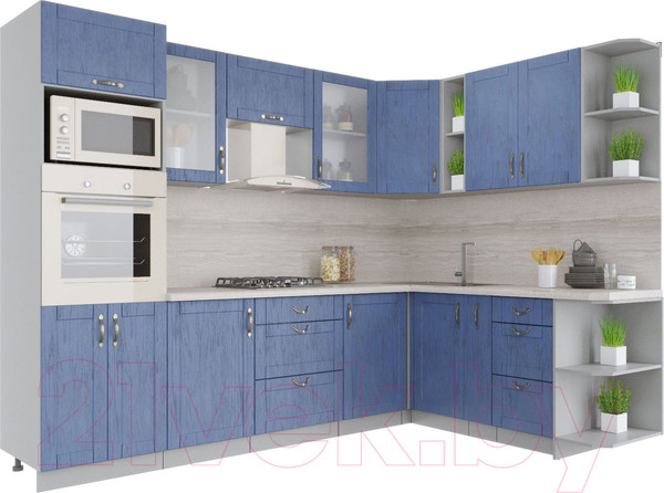 Изображение товара Кухонный гарнитур Интерлиния Мила Крафт 1.88x2.8 правая (дуб лазурный)