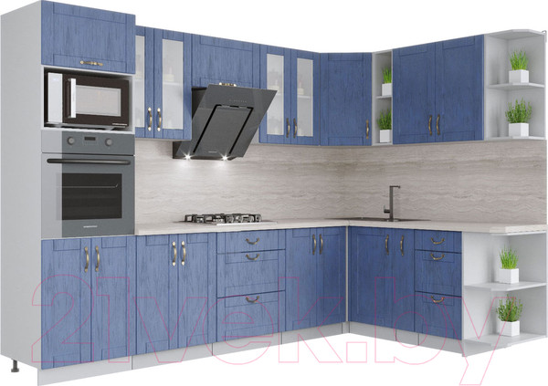 Изображение товара Кухонный гарнитур Интерлиния Мила Крафт 1.88x3.0 правая (дуб лазурный)