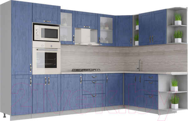 Изображение товара Кухонный гарнитур Интерлиния Мила Крафт 1.88x3.2 правая (дуб лазурный)