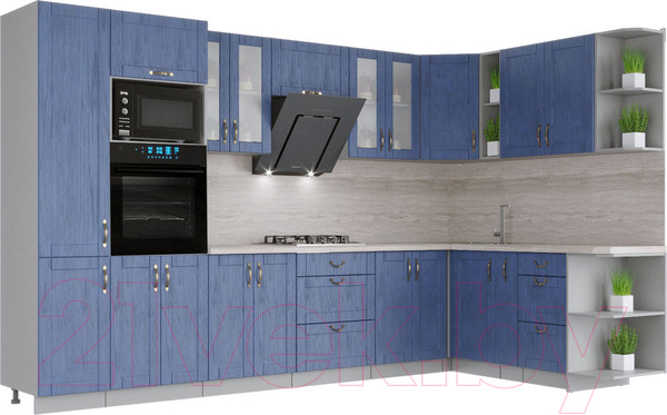 Изображение товара Кухонный гарнитур Интерлиния Мила Крафт 1.88x3.4 правая (дуб лазурный)