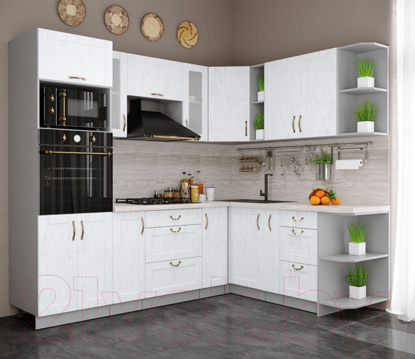 Изображение товара Кухонный гарнитур Интерлиния Мила Крафт 1.88x2.4 правая (дуб полярный)