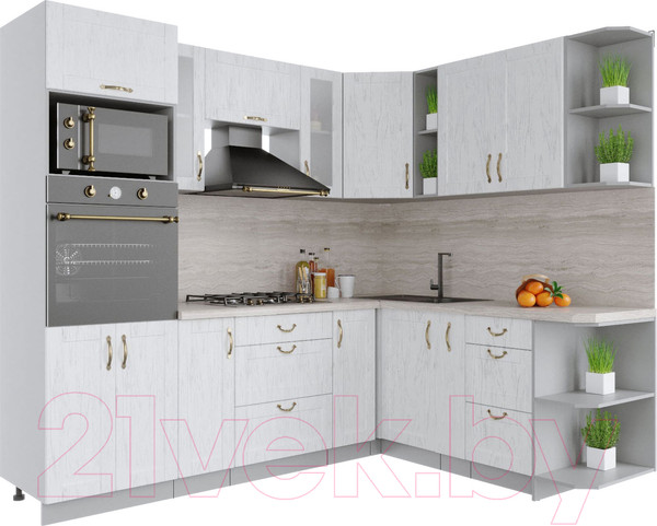 Изображение товара Кухонный гарнитур Интерлиния Мила Крафт 1.88x2.4 правая (дуб полярный)