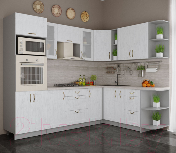 Изображение товара Кухонный гарнитур Интерлиния Мила Крафт 1.88x2.6 правая (дуб полярный)