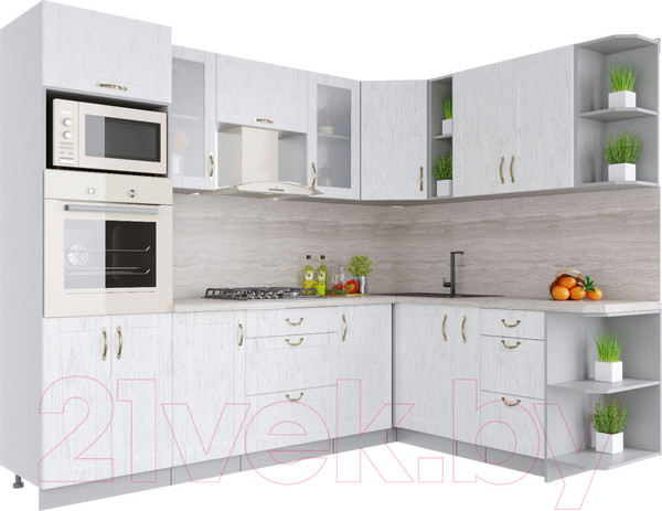 Изображение товара Кухонный гарнитур Интерлиния Мила Крафт 1.88x2.6 правая (дуб полярный)