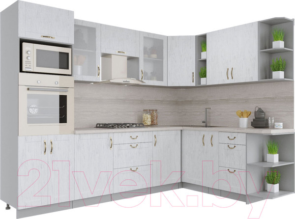 Изображение товара Кухонный гарнитур Интерлиния Мила Крафт 1.88x2.8 правая (дуб полярный)
