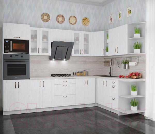 Изображение товара Кухонный гарнитур Интерлиния Мила Крафт 1.88x3.0 правая (дуб полярный)