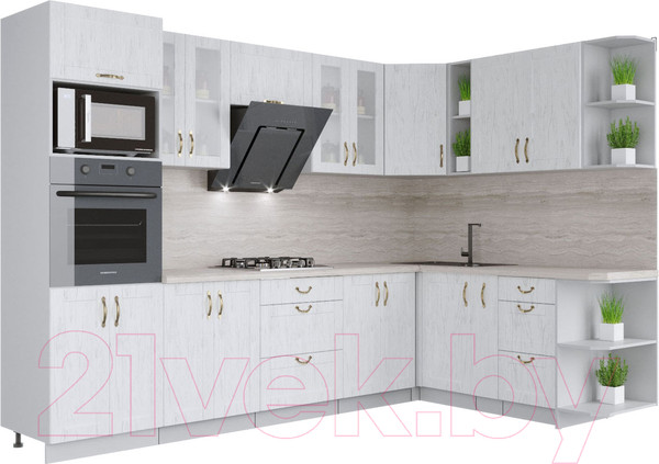 Изображение товара Кухонный гарнитур Интерлиния Мила Крафт 1.88x3.0 правая (дуб полярный)