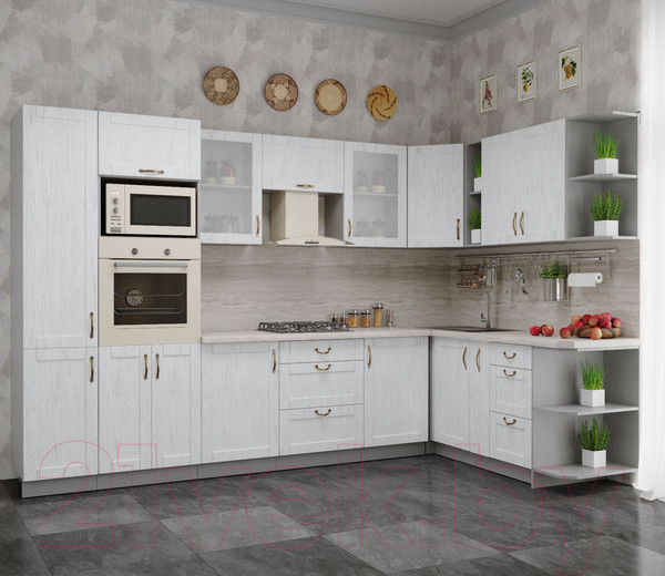 Изображение товара Кухонный гарнитур Интерлиния Мила Крафт 1.88x3.2 правая (дуб полярный)