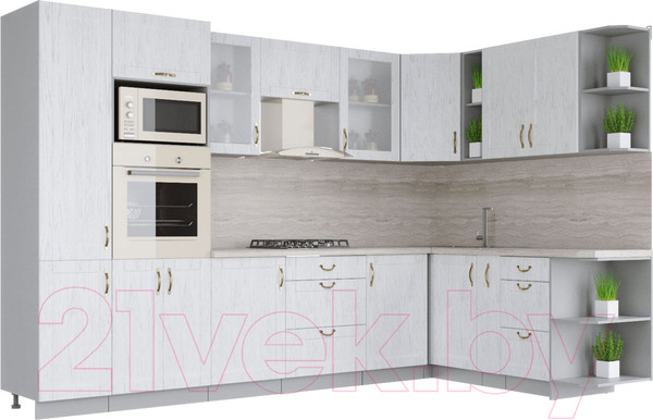 Изображение товара Кухонный гарнитур Интерлиния Мила Крафт 1.88x3.2 правая (дуб полярный)