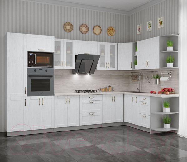 Изображение товара Кухонный гарнитур Интерлиния Мила Крафт 1.88x3.4 правая (дуб полярный)