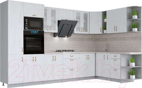 Изображение товара Кухонный гарнитур Интерлиния Мила Крафт 1.88x3.4 правая (дуб полярный)