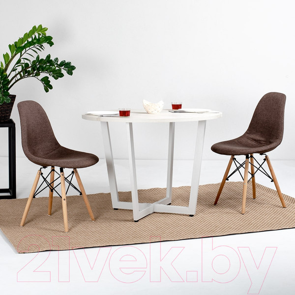 Изображение товара Обеденный стол Millwood Лофт Орлеан Л18 D100 (дуб белый Craft/металл белый)