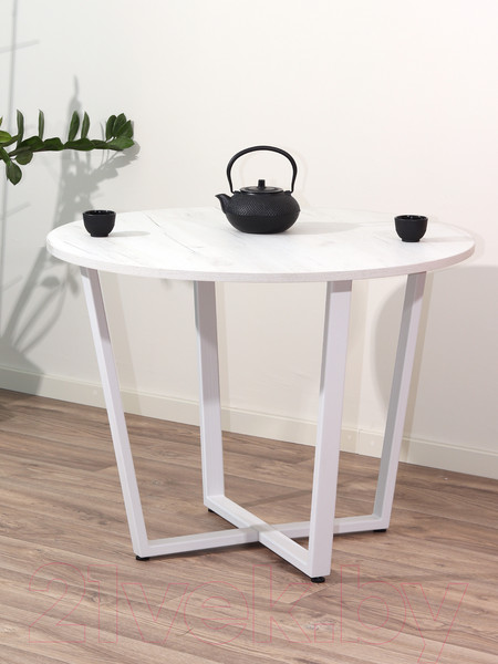 Изображение товара Обеденный стол Millwood Лофт Орлеан Л18 D100 (дуб белый Craft/металл белый)