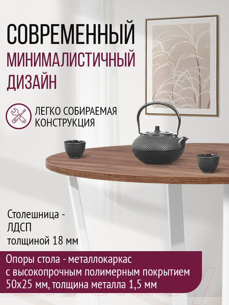 Изображение товара Обеденный стол Millwood Лофт Орлеан Л18 D100 (дуб табачный Craft/металл белый)