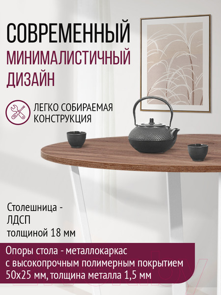 Изображение товара Обеденный стол Millwood Лофт Орлеан Л18 D110 (дуб табачный Craft/металл белый)