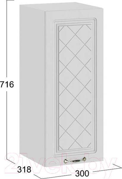 Изображение товара Шкаф навесной для кухни ТриЯ Бьянка 1В3 (белый/дуб белый)