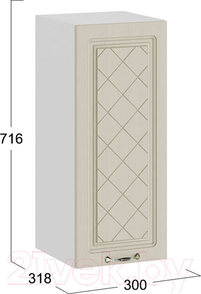 Изображение товара Шкаф навесной для кухни ТриЯ Бьянка 1В3 (белый/дуб ваниль)