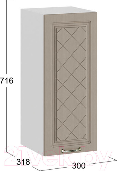 Изображение товара Шкаф навесной для кухни ТриЯ Бьянка 1В3 (белый/дуб кофе)