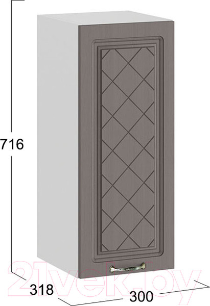 Изображение товара Шкаф навесной для кухни ТриЯ Бьянка 1В3 (белый/дуб серый)